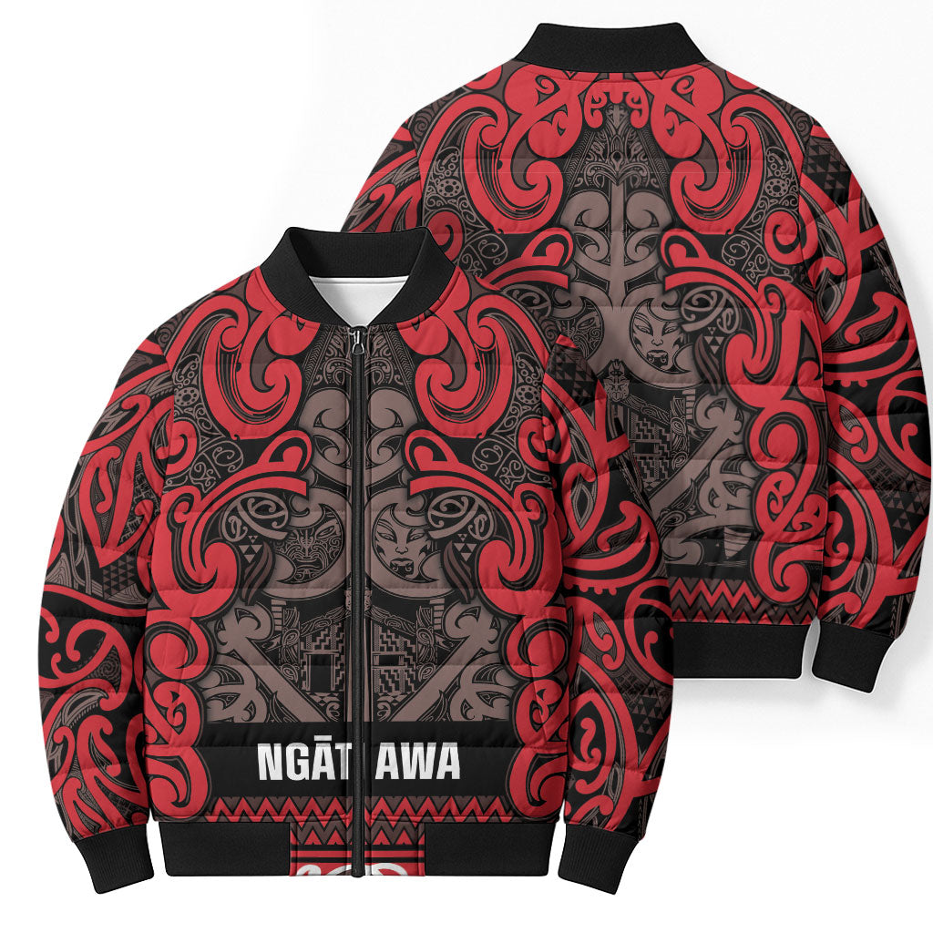Aotearoa Iwi Ngati Awa Bomber Puffer Jacket Maori Wharenui House Tribal Pattern LT9 - Polynesian Pride