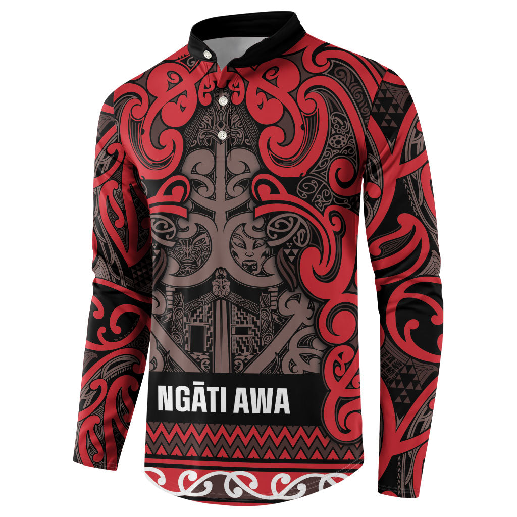 Aotearoa Iwi Ngati Awa Button Sweatshirt Maori Wharenui House Tribal Pattern LT9 - Polynesian Pride