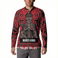 Aotearoa Iwi Ngati Awa Button Sweatshirt Maori Wharenui House Tribal Pattern LT9 - Polynesian Pride
