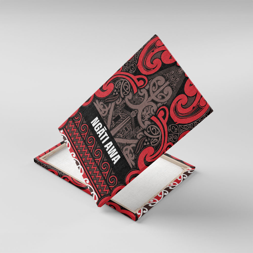 Aotearoa Iwi Ngati Awa Canvas Wall Art Maori Wharenui House Tribal Pattern LT9 With Frame Red - Polynesian Pride