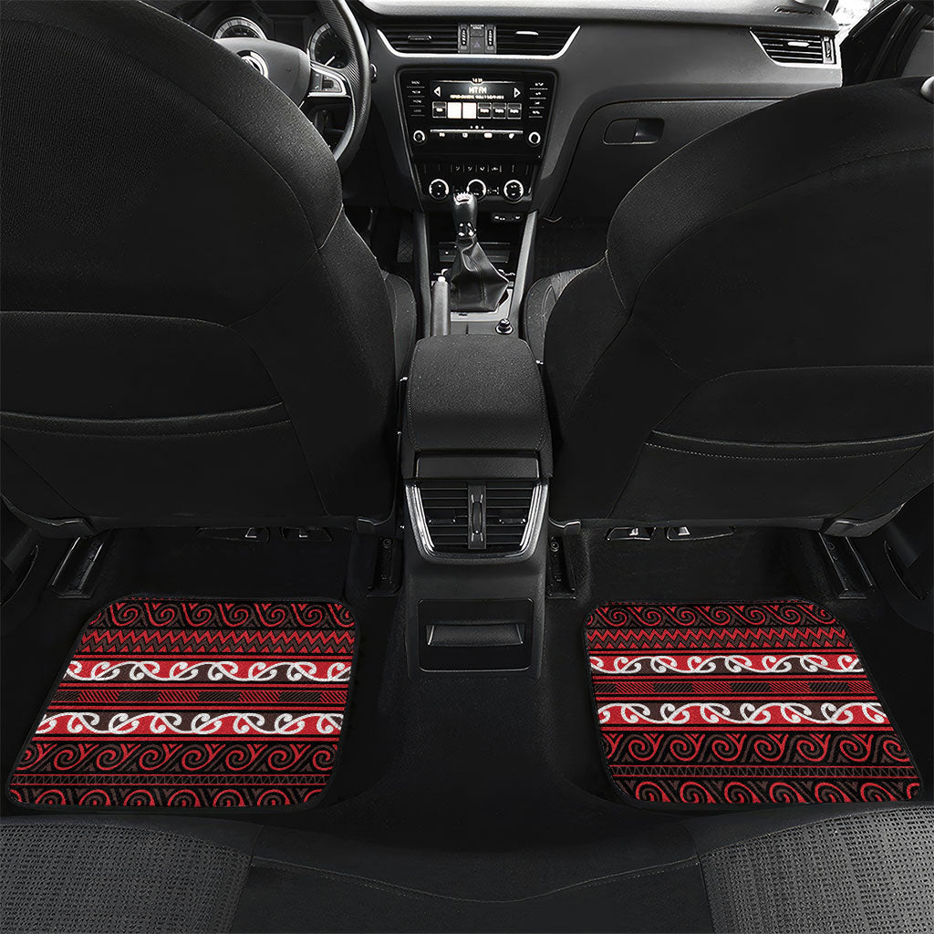 Aotearoa Iwi Ngati Awa Car Mats Maori Wharenui House Tribal Pattern LT9 Set 2pcs - Back Red - Polynesian Pride