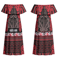 Aotearoa Iwi Ngati Awa Couples Matching Off Shoulder Maxi Dress and Hawaiian Shirt Maori Wharenui House Tribal Pattern LT9 - Polynesian Pride