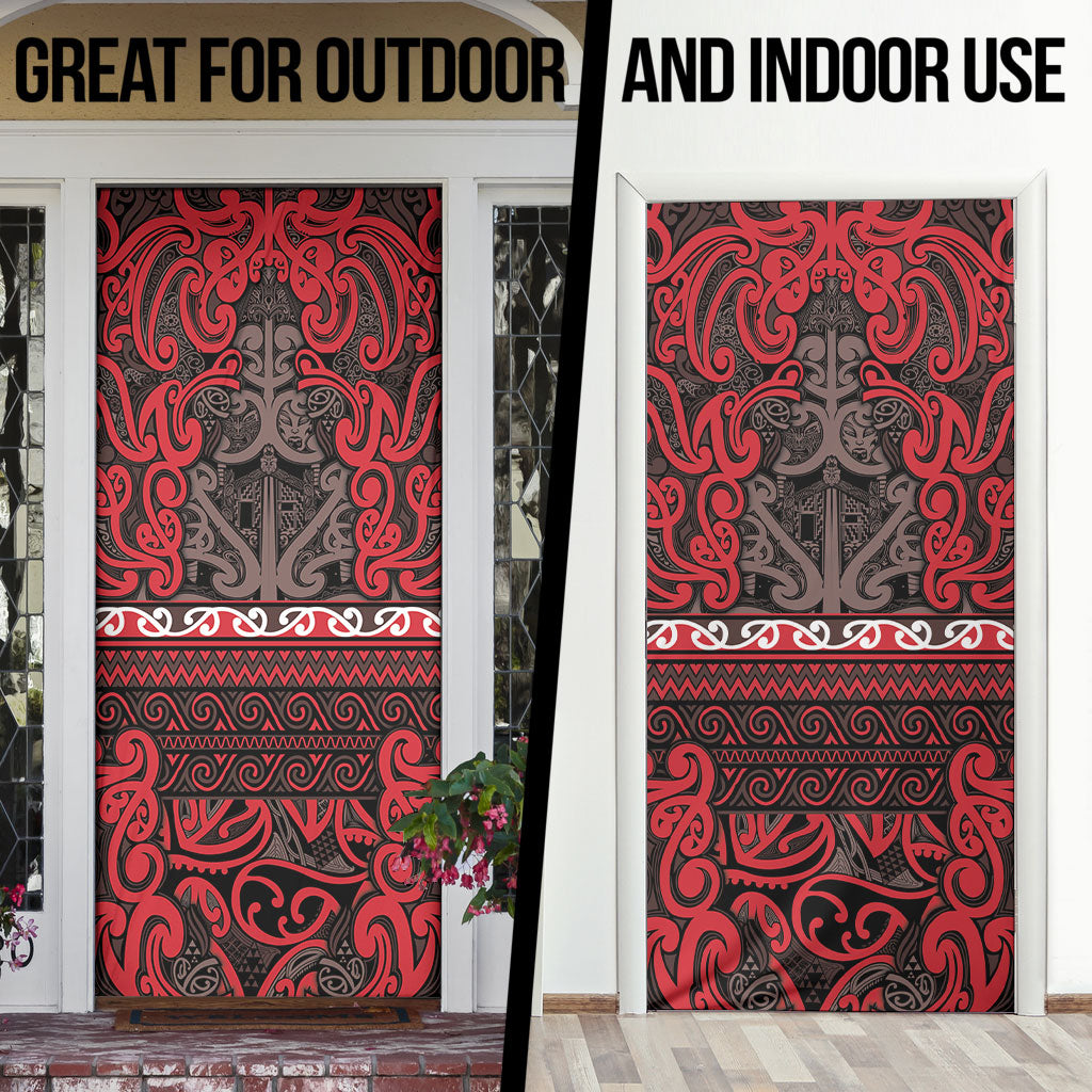 Aotearoa Iwi Ngati Awa Door Cover Maori Wharenui House Tribal Pattern LT9 - Polynesian Pride