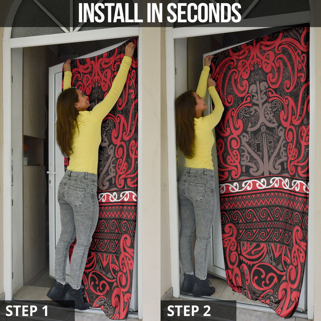 Aotearoa Iwi Ngati Awa Door Cover Maori Wharenui House Tribal Pattern LT9 - Polynesian Pride