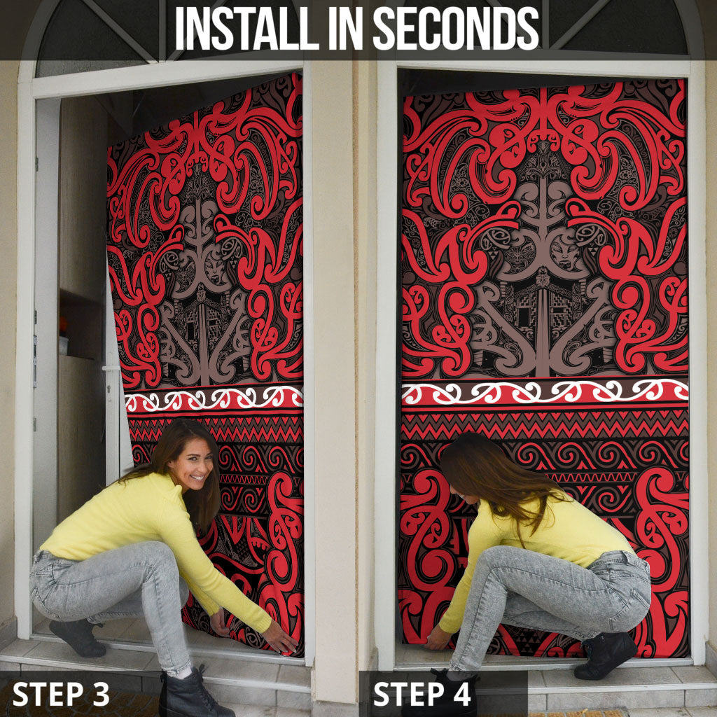 Aotearoa Iwi Ngati Awa Door Cover Maori Wharenui House Tribal Pattern LT9 - Polynesian Pride