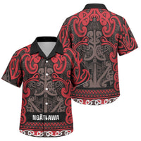 Aotearoa Iwi Ngati Awa Family Matching Long Sleeve Bodycon Dress and Hawaiian Shirt Maori Wharenui House Tribal Pattern LT9 Son's Shirt Red - Polynesian Pride