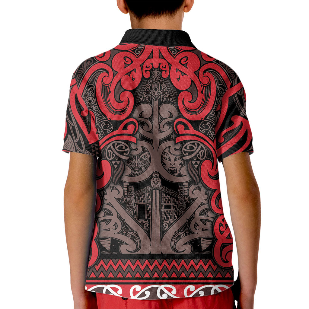 Aotearoa Iwi Ngati Awa Kid Polo Shirt Maori Wharenui House Tribal Pattern LT9 - Polynesian Pride
