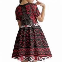 Aotearoa Iwi Ngati Awa Kid Short Sleeve Dress Maori Wharenui House Tribal Pattern LT9 - Polynesian Pride