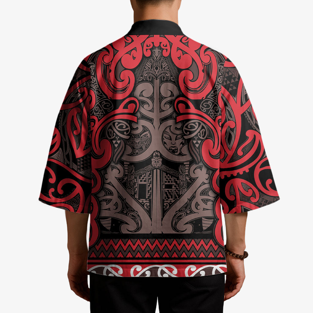 Aotearoa Iwi Ngati Awa Kimono Maori Wharenui House Tribal Pattern LT9 - Polynesian Pride