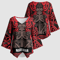 Aotearoa Iwi Ngati Awa Kimono Sleeve Blouse Maori Wharenui House Tribal Pattern LT9 - Polynesian Pride