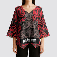 Aotearoa Iwi Ngati Awa Kimono Sleeve Blouse Maori Wharenui House Tribal Pattern LT9 - Polynesian Pride