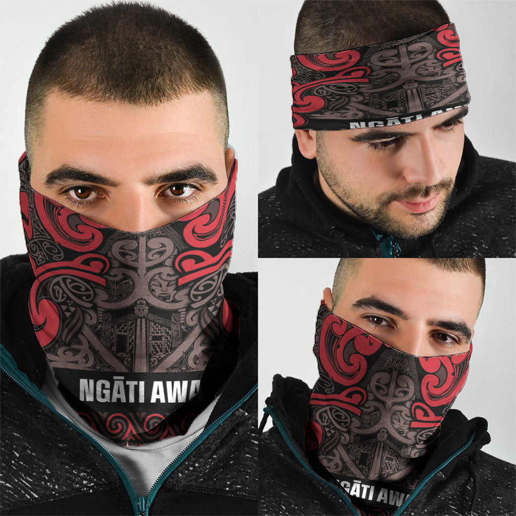 Aotearoa Iwi Ngati Awa Neck Gaiter Maori Wharenui House Tribal Pattern LT9 - Polynesian Pride