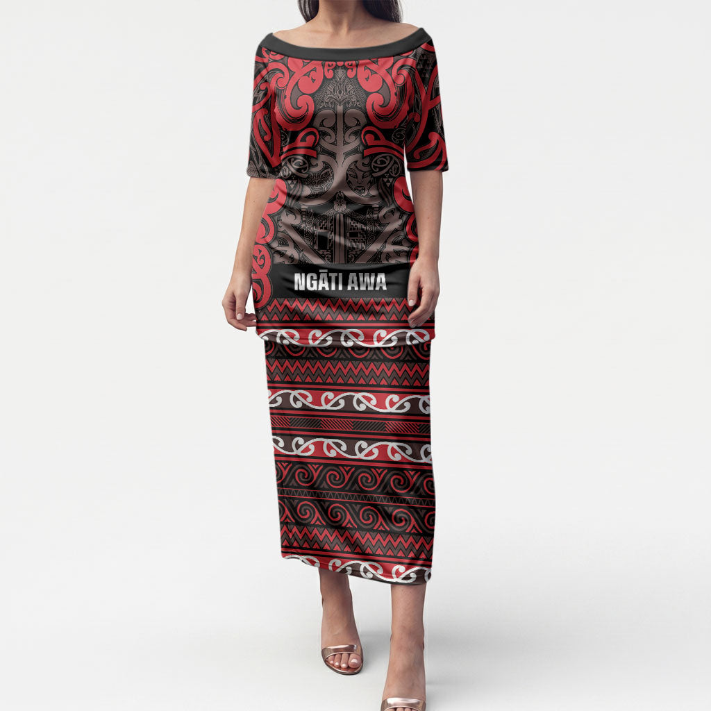 Aotearoa Iwi Ngati Awa Puletasi Maori Wharenui House Tribal Pattern LT9 Long Dress Red - Polynesian Pride
