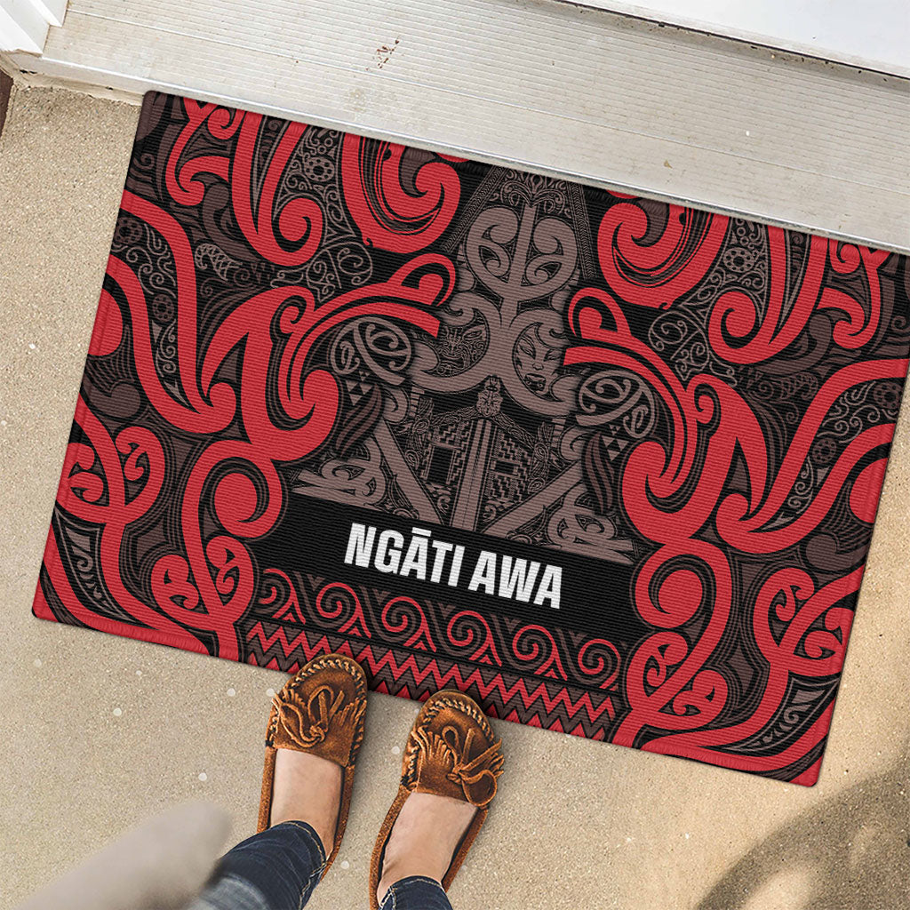 Aotearoa Iwi Ngati Awa Rubber Doormat Maori Wharenui House Tribal Pattern LT9 - Polynesian Pride