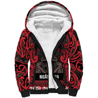 Aotearoa Iwi Ngati Awa Sherpa Hoodie Maori Wharenui House Tribal Pattern LT9 Unisex Red - Polynesian Pride