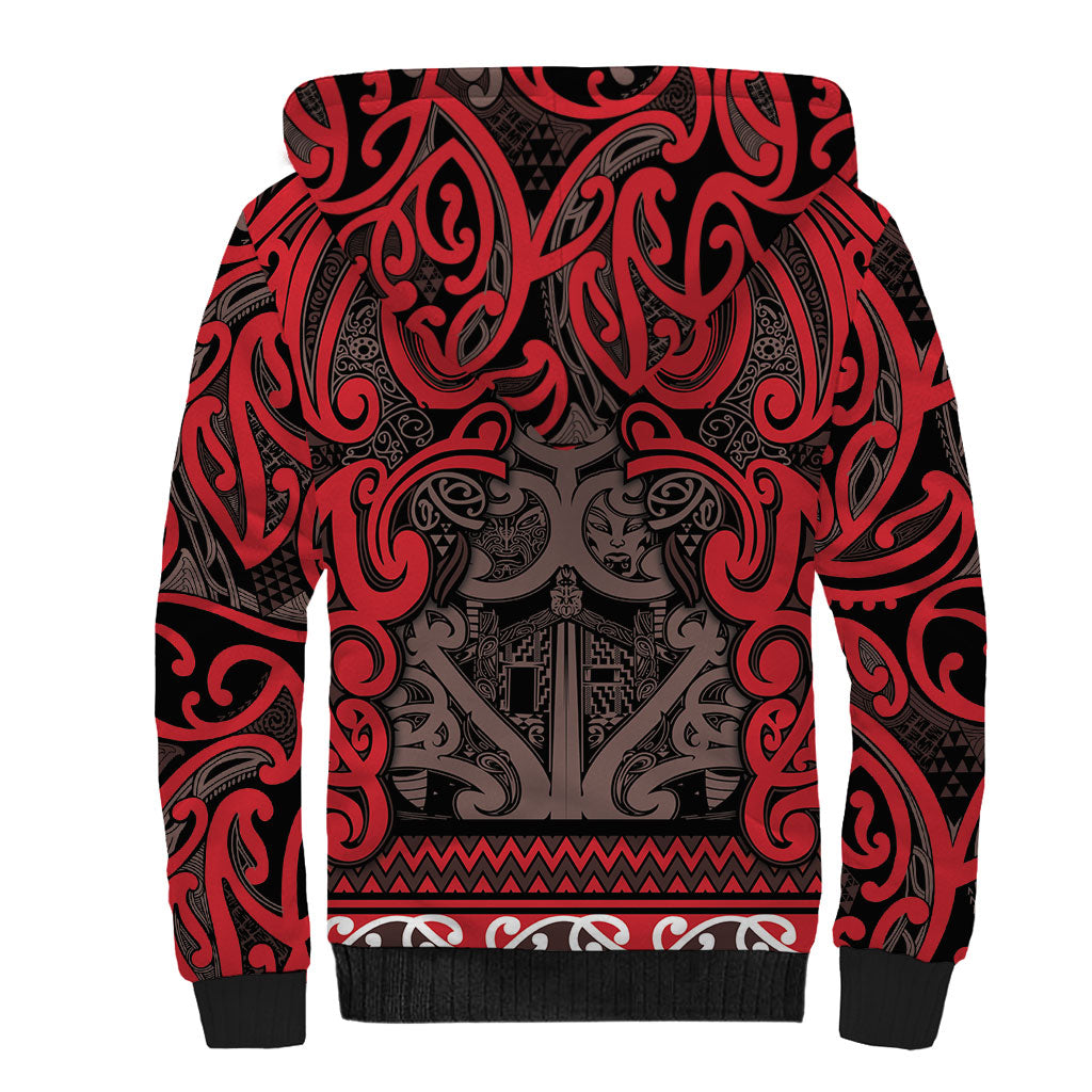 Aotearoa Iwi Ngati Awa Sherpa Hoodie Maori Wharenui House Tribal Pattern LT9 - Polynesian Pride