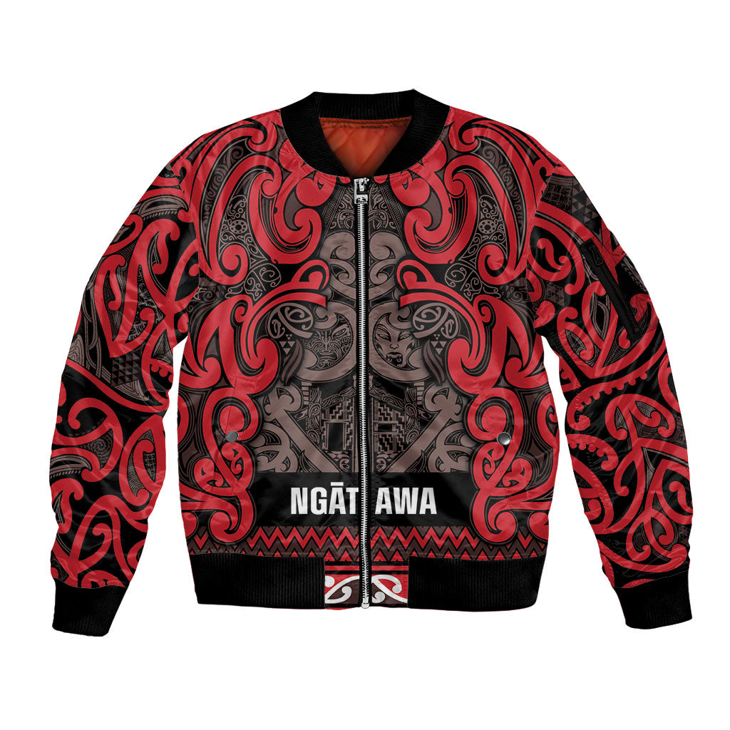 Aotearoa Iwi Ngati Awa Sleeve Zip Bomber Jacket Maori Wharenui House Tribal Pattern LT9 Unisex Red - Polynesian Pride
