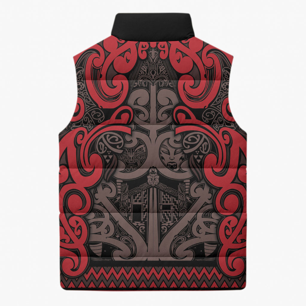 Aotearoa Iwi Ngati Awa Sleeveless Puffer Jacket Maori Wharenui House Tribal Pattern LT9 - Polynesian Pride