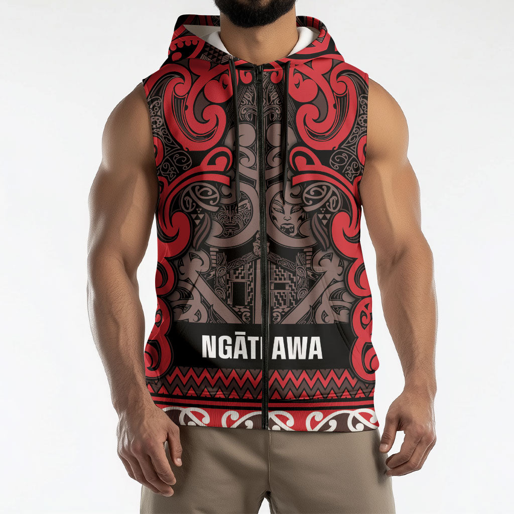 Aotearoa Iwi Ngati Awa Sleeveless Zip Hoodie Maori Wharenui House Tribal Pattern LT9 - Polynesian Pride