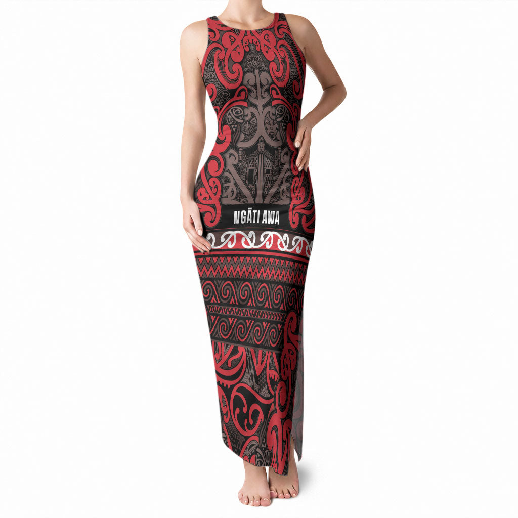Aotearoa Iwi Ngati Awa Tank Maxi Dress Maori Wharenui House Tribal Pattern LT9 Women Red - Polynesian Pride