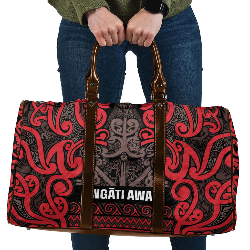 Aotearoa Iwi Ngati Awa Travel Bag Maori Wharenui House Tribal Pattern LT9 Red - Polynesian Pride