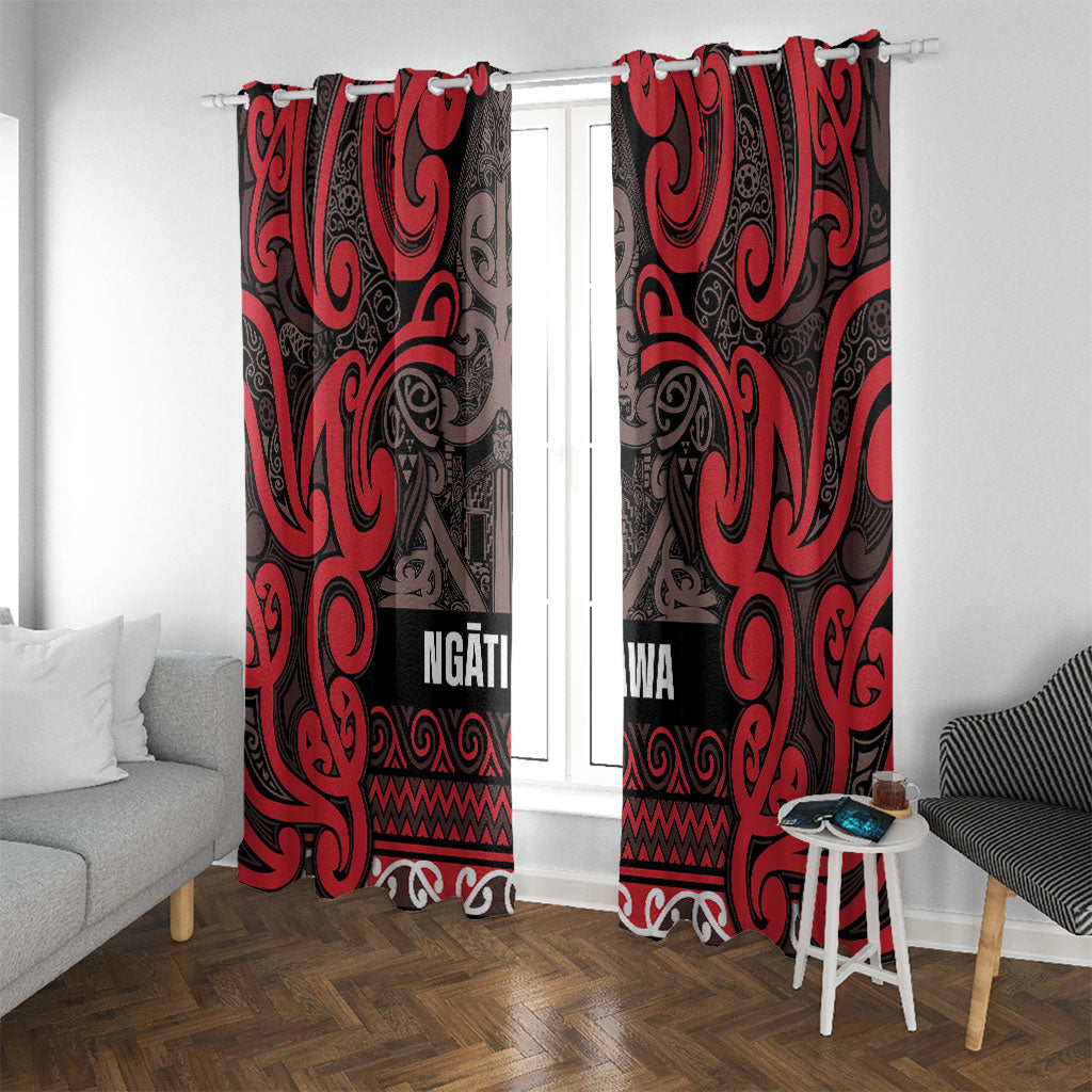 Aotearoa Iwi Ngati Awa Window Curtain Maori Wharenui House Tribal Pattern LT9 With Grommets Red - Polynesian Pride