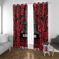 Aotearoa Iwi Ngati Awa Window Curtain Maori Wharenui House Tribal Pattern LT9 With Grommets Red - Polynesian Pride