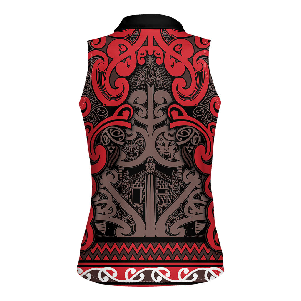 Aotearoa Iwi Ngati Awa Women Sleeveless Polo Shirt Maori Wharenui House Tribal Pattern LT9 - Polynesian Pride