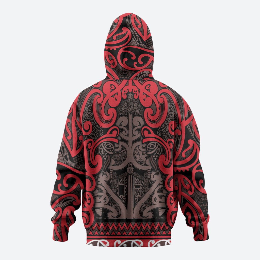 Aotearoa Iwi Ngati Awa Zip Hoodie Maori Wharenui House Tribal Pattern LT9 - Polynesian Pride