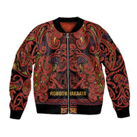 Aotearoa Iwi Rongowhakaata Bomber Jacket Maori Wharenui House Tribal Pattern LT9 Unisex Brick Red - Polynesian Pride
