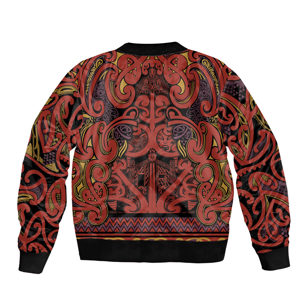 Aotearoa Iwi Rongowhakaata Bomber Jacket Maori Wharenui House Tribal Pattern LT9 - Polynesian Pride