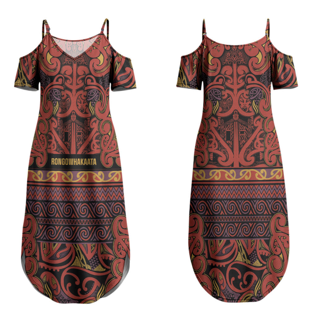 Aotearoa Iwi Rongowhakaata Couples Matching Summer Maxi Dress and Long Sleeve Button Shirt Maori Wharenui House Tribal Pattern LT9 - Polynesian Pride
