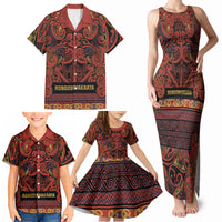 Aotearoa Iwi Rongowhakaata Family Matching Tank Maxi Dress and Hawaiian Shirt Maori Wharenui House Tribal Pattern LT9 - Polynesian Pride