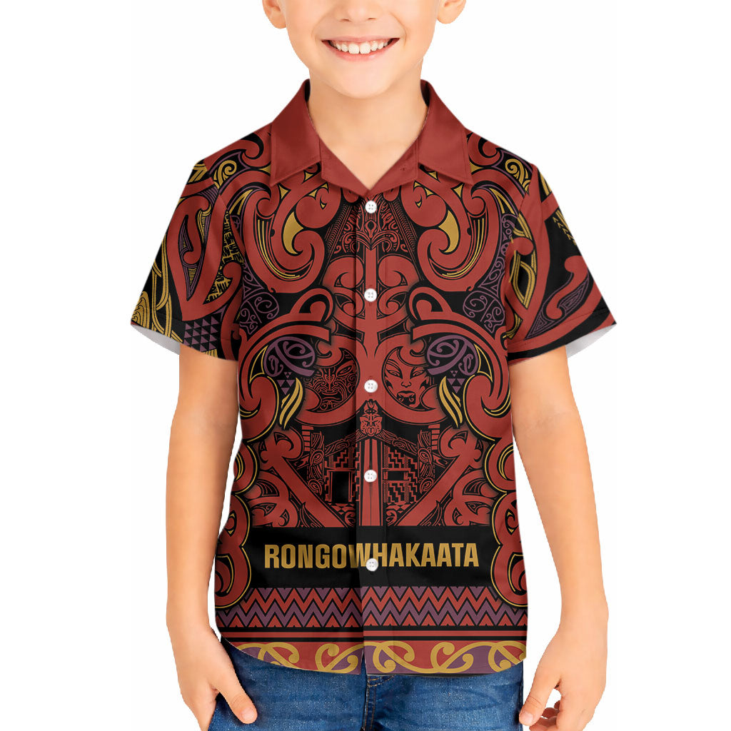 Aotearoa Iwi Rongowhakaata Hawaiian Shirt Maori Wharenui House Tribal Pattern LT9 - Polynesian Pride