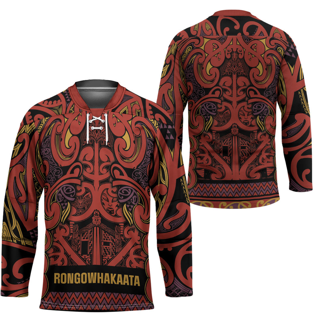 Aotearoa Iwi Rongowhakaata Hockey Jersey Maori Wharenui House Tribal Pattern LT9 - Polynesian Pride