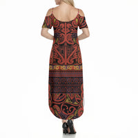 Aotearoa Iwi Rongowhakaata Summer Maxi Dress Maori Wharenui House Tribal Pattern LT9 - Polynesian Pride