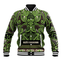 Aotearoa Iwi Ngati Raukawa Baseball Jacket Maori Wharenui House Tribal Pattern LT9 Unisex Olive green - Polynesian Pride