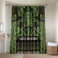 Aotearoa Iwi Ngati Raukawa Bathroom Set Maori Wharenui House Tribal Pattern LT9 Shower Curtain Only Olive green - Polynesian Pride