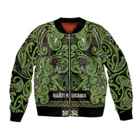 Aotearoa Iwi Ngati Raukawa Bomber Jacket Maori Wharenui House Tribal Pattern LT9 Unisex Olive green - Polynesian Pride
