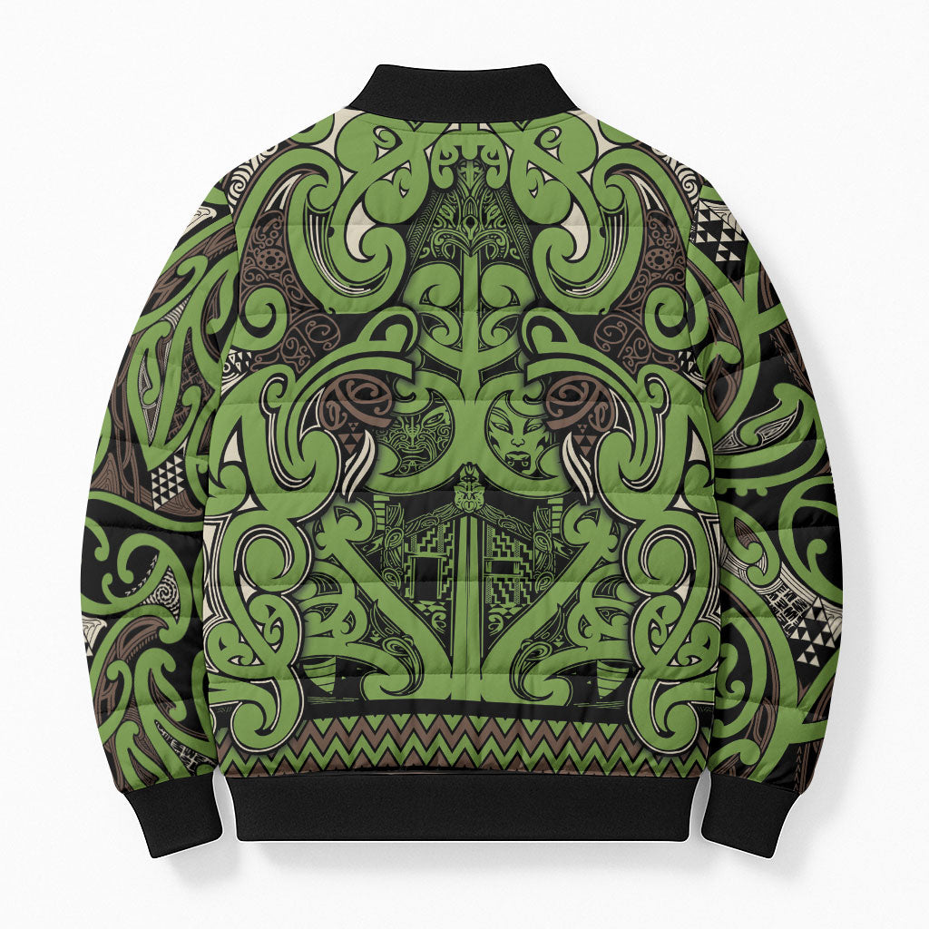Aotearoa Iwi Ngati Raukawa Bomber Puffer Jacket Maori Wharenui House Tribal Pattern LT9 - Polynesian Pride
