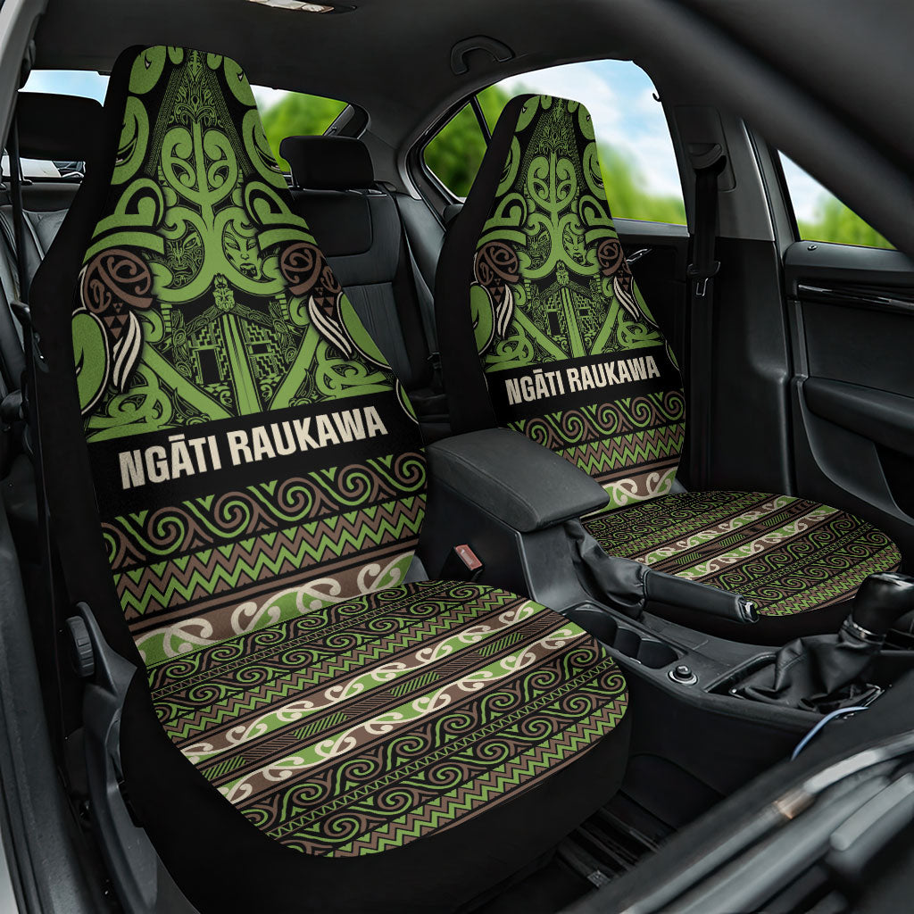 Aotearoa Iwi Ngati Raukawa Car Seat Cover Maori Wharenui House Tribal Pattern LT9 One Size Olive green - Polynesian Pride