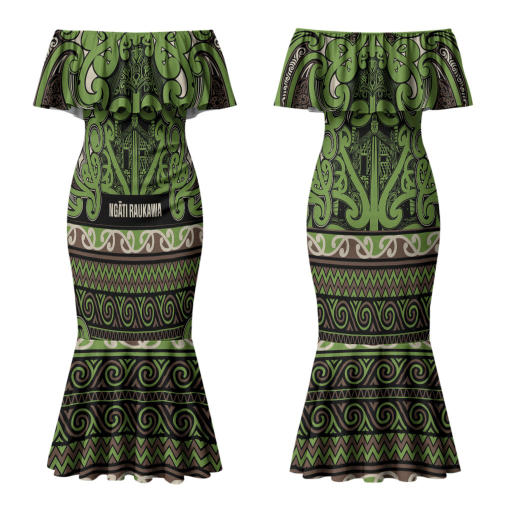 Aotearoa Iwi Ngati Raukawa Couples Matching Mermaid Dress and Long Sleeve Button Shirt Maori Wharenui House Tribal Pattern LT9 - Polynesian Pride