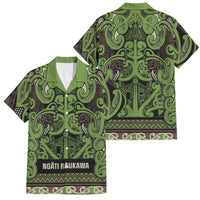 Aotearoa Iwi Ngati Raukawa Family Matching Short Sleeve Bodycon Dress and Hawaiian Shirt Maori Wharenui House Tribal Pattern LT9 Dad's Shirt - Short Sleeve Olive green - Polynesian Pride