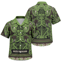 Aotearoa Iwi Ngati Raukawa Family Matching Short Sleeve Bodycon Dress and Hawaiian Shirt Maori Wharenui House Tribal Pattern LT9 Son's Shirt Olive green - Polynesian Pride