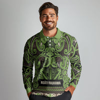 Aotearoa Iwi Ngati Raukawa Long Sleeve Polo Shirt Maori Wharenui House Tribal Pattern LT9 - Polynesian Pride