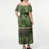 Aotearoa Iwi Ngati Raukawa Off Shoulder Maxi Dress Maori Wharenui House Tribal Pattern LT9 - Polynesian Pride