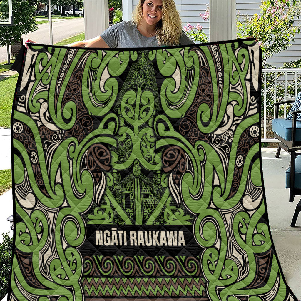Aotearoa Iwi Ngati Raukawa Quilt Maori Wharenui House Tribal Pattern LT9 Olive green - Polynesian Pride