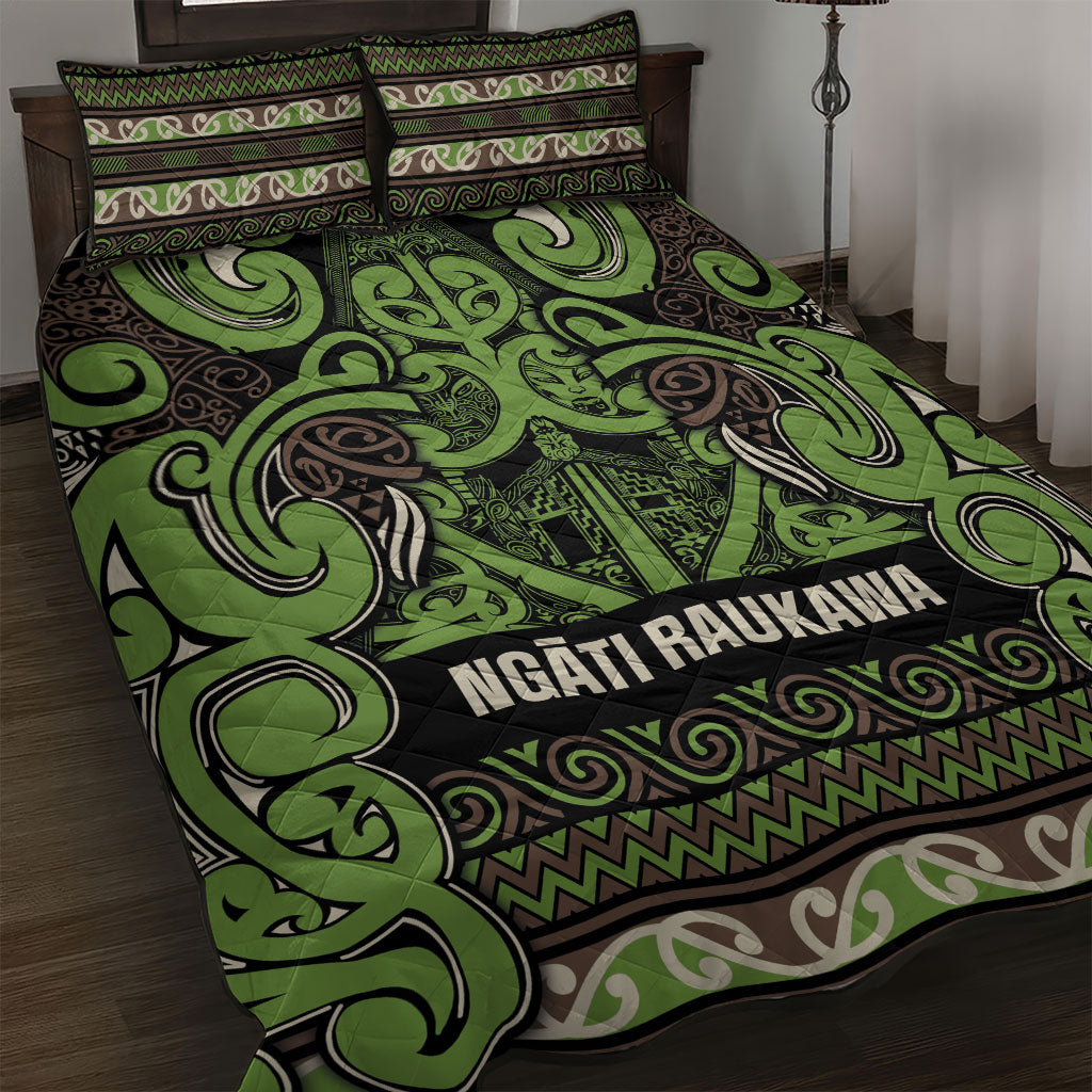 Aotearoa Iwi Ngati Raukawa Quilt Bed Set Maori Wharenui House Tribal Pattern LT9 Olive green - Polynesian Pride