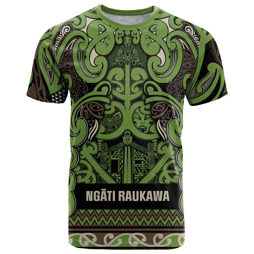 Aotearoa Iwi Ngati Raukawa T Shirt Maori Wharenui House Tribal Pattern LT9 Olive green - Polynesian Pride