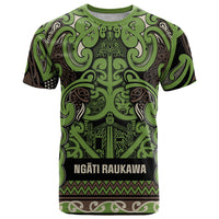 Aotearoa Iwi Ngati Raukawa T Shirt Maori Wharenui House Tribal Pattern LT9 Olive green - Polynesian Pride
